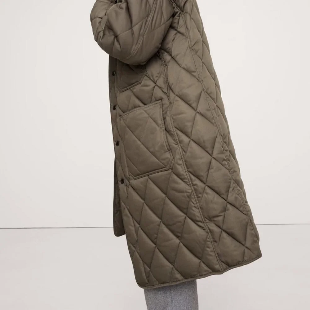 Banana Republic Oversized Light Olive Green Quilted Carcoat